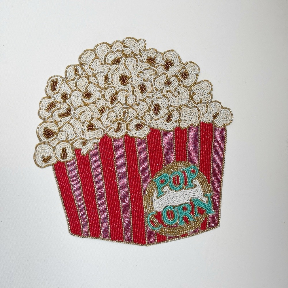 Popcorn Bucket Beaded Placemat Charger World Market 15"X15" - NEW